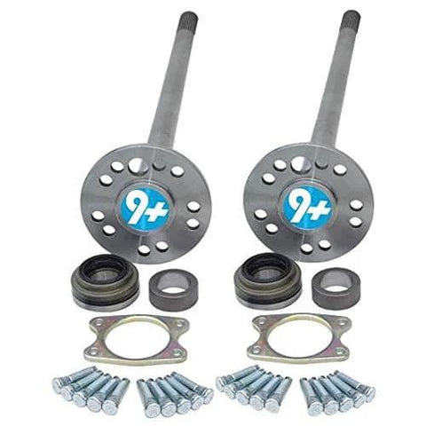 Ford 9 Inch Rearend Axle Housing Kit With 31-Spline Forged Steel Axles, Torino Bearings, bolts and gasket components shown
