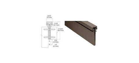 Diagram and side view of Dark Bronze Anodized 350 Series Built To Last Heavy Duty Concealed Leaf Continuous Hinge 120 Inch for doors up to 600 lbs