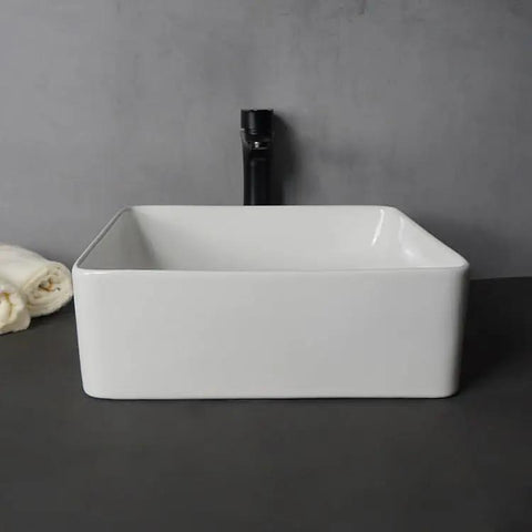 USZWBY Vessel Sinks Bathroom Vessel Sink Modern Simple Home Art Counter Basin Square Ceramic Balcony Wash Bathroom Bowl Sink top view with smooth edges