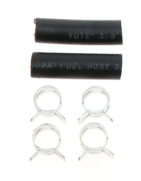 Universal In Line Fuel Filter With Three Eighths Inch Clamp On Inlet Outlet 60 PSI Max Pressure components including clamps