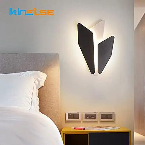 Modern Minimalism LED Wall Lamps 8W Indoor Living Room Bedside Sconces Corridor Office Bedroom Home Decor Wall Lighting Fixtures (C Warm White (2700 3500K)) mounted beside a bed.