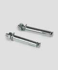 Two metal bolts and nuts for securing the Hella Sturdy Wall And Ceiling Mount Bracket For Bodyweight Suspension Trainers.
