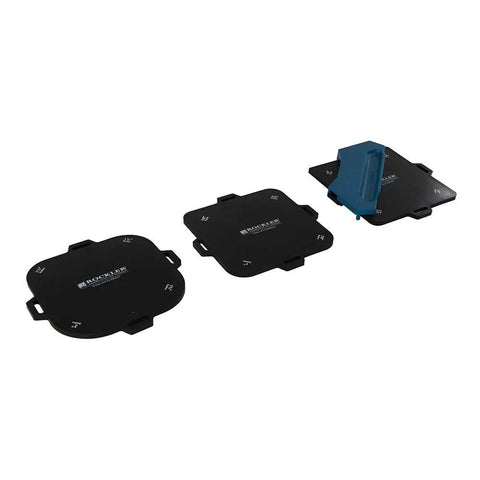 Corner Cutter Router Template Set Of 3 with Rubber Strips for woodworking precision shown with handle and grip in black material