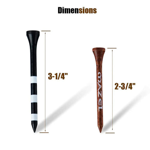 Natural Wood And Bamboo Golf Tees In Two Sizes 2 3 Quarter Inch And 3 1 Quarter Inch Pack Of 50 Or 120 For Reduced Friction And Side Spin