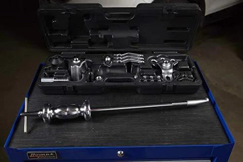 9 Way Slide Hammer Puller Set Heavy Duty Black Finish With Internal And External Jaws, Dual And Triple Cross Blocks And Cone
