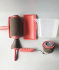 Straight Up Real Deal DIY Paint Roller Brush Kit With Anti Drip Flocked Edge Painter components on gray background.
