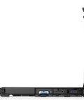 Side view of Rock Solid 14 Inch Fhd Touchscreen Laptop With Intel Core Eighth Gen I7 8650U Processor 32Gb Ram 1Tb Ssd And Amd Radeon Rx 540 Graphics Windows Eleven Pro showing ports.