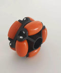Replacement 70mm orange omni-directional caster wheel module with black plastic frame