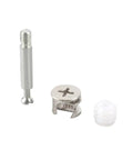 50 Piece Built Tough Cam Lock Fittings And Furniture Connector Hardware Kit With Rust Resistant Cam Screws and Eccentric Wheel Nuts for Rock Solid Cabinet Building and No Sweat Wood Assembly including cam screws and connector nuts.