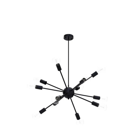 Matte Black Sputnik Chandelier With 12 Lights Adjustable Modern Ceiling Fixture For Dining Room Kitchen Island Hallway Bedroom Vibe Style