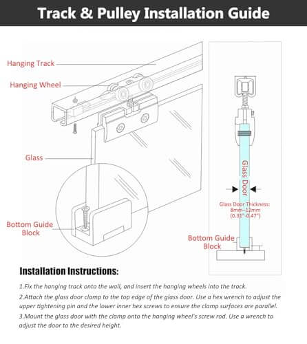 Installation guide for Soft Close Sliding Door Track Kit For Glass Doors 7.5 Foot Aluminum Barn Door Hardware Pocket Door System Closet Guide.