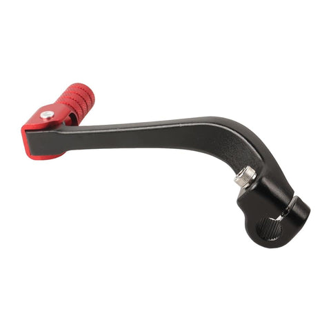 Folding Motorcycle Gear Change Lever Shifter Pedal Pad For TTR125 TTR90, black-red aluminum lever, side view, durable upgrade.