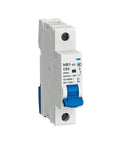 Heavy Duty Mini Circuit Breaker Single Pole Fifty Amp Six Ka Interrupting Rating Industrial Electrical Panel Overload Protection Switch viewed from the side.