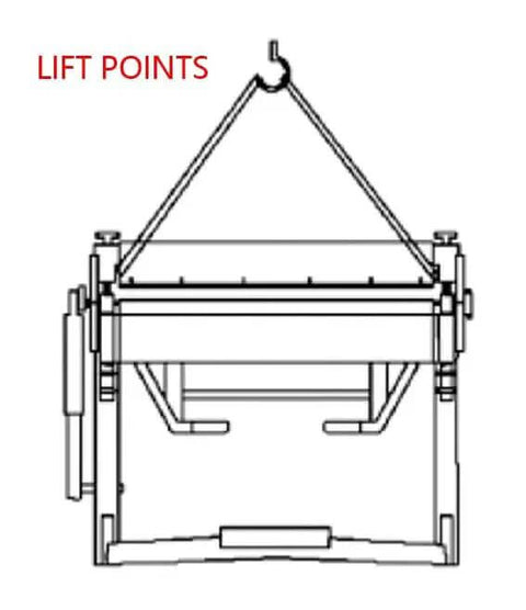 Diagram showing lift points for Workhorse 40 Inch Box And Pan Brake For 12 Gauge Mild Steel With Hands Free Foot Control, PBB4012.