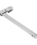 Rock Solid Heavy Duty Stainless Steel Automatic Fire Door Closer With Quick Release Sequencer And No Sweat Setup For Top Tier School Safety Along Tight Hallways, silver metal construction with adjustable arm.