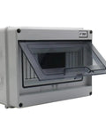 Rugged 8 Way IP65 ABS Distribution Protection Box With DIN Rail Mount For Electrical Panels And Industrial Use Waterproof Power Enclosure In Gray Durable Plastic Case For Control Gear, front open