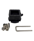 Heavy Duty EV To EVX Motor Adapter Kit components including a black plastic bracket and metal pin for motor installation.