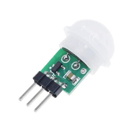 Dope Mini Pyroelectric PIR Motion Sensor Module For DIY Electronics Infrared Body Heat Detector Compact IR Sensor With Repeatable Trigger 4 Pack For Projects And Pro Home Automation. Green PCB PIR sensor with white dome lens and 3-pin header.