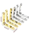 Heavy Duty 90 Degree Zinc Alloy Spring Hinges Pack Of 10 For Wooden Boxes And Jewelry Cases, gold and silver, shown in dimensions view