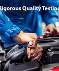 Mechanic performing rigorous quality testing on car engine in garage setting