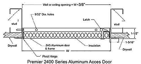 Premier 24x24 Series aluminum access door with keyed latch; insulated frame for exterior wall or ceiling mounting.