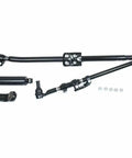 Heavy Duty Tie Rod End And Drag Link Steering Linkage Kit For Dodge Ram 1500 2500 3500 Trucks, black metal parts with bolts.