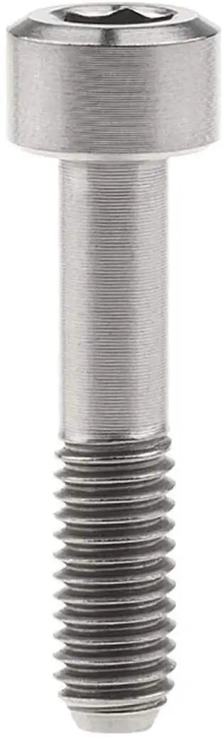 Top Tier Four Piece Titanium Hex Head Bolts For Bike Hardware M5x23mm Socket Cap Screws close-up of a M5 titanium hex screw.
