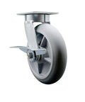 Kingpinless Swivel Caster With Thermoplastic Rubber Donut Tread And 8 Inch Gray Wheel Featuring Side Lock Brake for heavy duty gear.