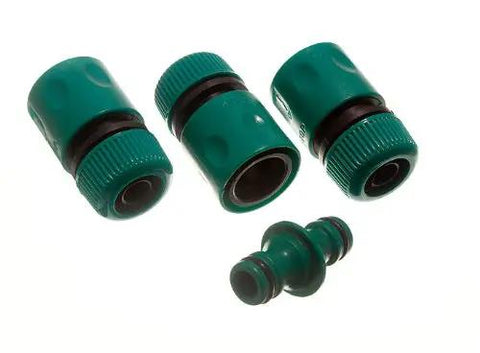 Top Shelf Garden Hose Quick Fix Connector Kit Loaded With Three Easy Swap Clips And One Male To Male Joiner Bar For Seamless 12Mm Outdoor Sprayer Line Hookups, green plastic connectors.