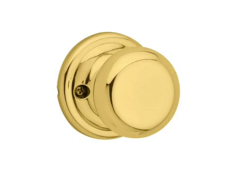 Juno Dummy Door Knob No Turning Interior Single Sided Push Pull Handle For Closets And French Double Doors Pantry Polished Brass Easy DIY Install Including All Hardware, polished brass dummy knob front view