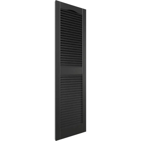Lifetime Vinyl Open Louver Shutters With Cathedral Top Center Mullion, Includes Shutter Lok Hardware For Easy Install And Matching Screws Per Pair