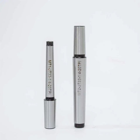 Gotta Love This Bad Boy Jt33 To Mt1 And Mt2 Drill Press Chuck Adapter Set showing MT1 and MT2 taper sizes in shiny steel finish.