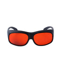 Slick Laser Safety Goggles Featuring Badass OD7 Plus Optics, red tinted lenses for UV and green beam protection.