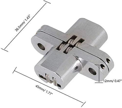 Close-up view of Hidden 1-3/4 Inch Stainless Steel Door Hinges Set Of 4 Concealed Barrel Invisible Hinges for cabinets and doors.