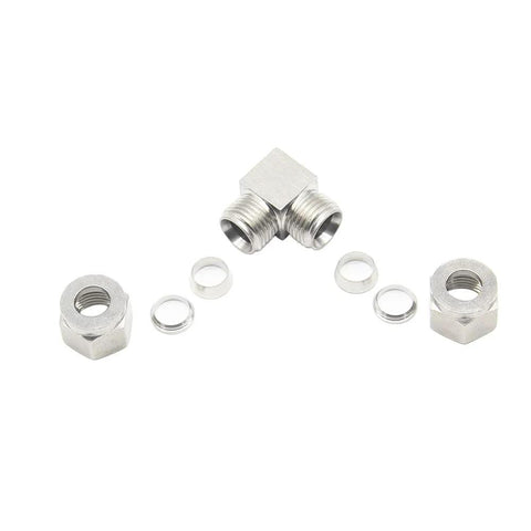 Pysrych 304 stainless steel compression tube fittings set, 90-degree elbow, 3/8 in OD x 3/8 in OD, pack of 2