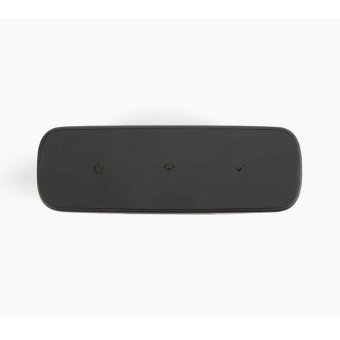 Top view of the ST MAX Launch Monitor With GOLFTEC Speed Training, featuring control buttons on a sleek black panel.