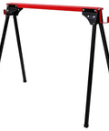 Heavy Duty Foldable Sawhorses 2 Pack 1000 Lb Weight Capacity Steel Work Stands with red top and black legs for woodworking tasks.