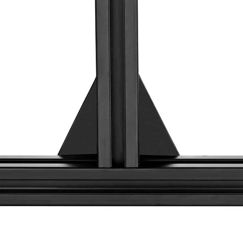 Side view of Six Pack 2020 Corner Bracket Connectors for 6mm Aluminum Extrusion with black 5-hole T shape joints installed.