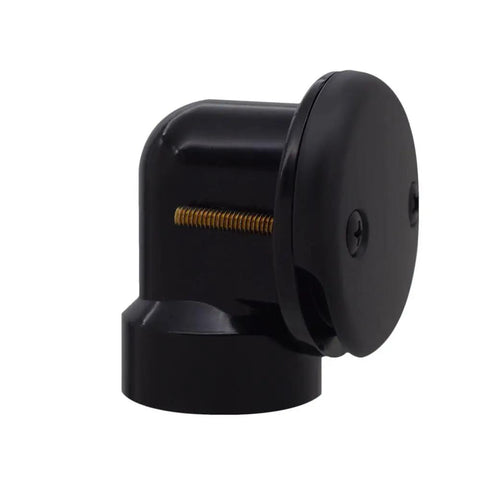 Side view of Tip Toe Schedule 40 ABS Bath Waste With Two Hole Elbow Matte Black Finish Tub Drain Assembly Includes Faceplate And Brass Screws