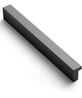 Black Tilted Aluminum Cabinet Handles 12 Pack 5 Inch 128mm Hole Centers Finger Pulls for Kitchen Satin Black Finish Side View
