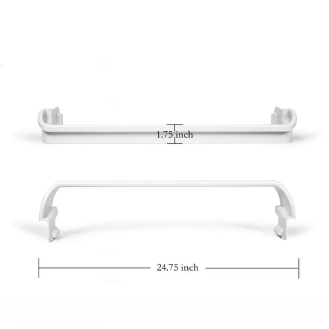 Front and side view of Door Bar Rack Replacement For Frigidaire And Kenmore Refrigerators, Part 240534701 showing dimensions
