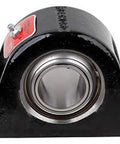 Front view of Built-Tough Heavy-Duty Solid-Housed Pillow Block Spherical Roller Bearing With 2-11/16 Inch Bore PB22443H, cast iron housing.
