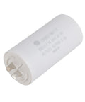 60uF 250V Motor Run Capacitor For Washers, Pumps And Air Compressors, close-up of cylindrical case and terminals