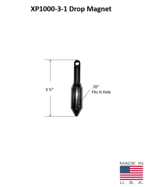 XP1000-3-1 Pointy XP Magnet With Fish Eyelet For Magnet Fishing Tapered Bullet Drop Design Delivers 25 Percent More Magnetic Strength And Less Drag Rolling Magnetic Paired With XP Retriever Delivers 30 Percent More Pulling Power For Real Magnet Fishing