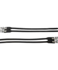Leather Double Toe Straps For Bike Pedals With Chrome Buckles displayed flat, black design, durable cycling straps for various bike builds.