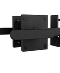 Heavy Duty Double Sided Gate Latch With Flip Lock And Padlock Holes For Rock Solid Yard Security No Sweat Operation sleek black latch design.