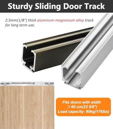 Soft Close Sliding Pocket Door Track Kit With Dual Soft Close Design, 11.2 Ft Barn Door Hardware, alloy track for home use