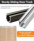 Soft Close Sliding Pocket Door Kit With 10.8ft Barn Door Track System, aluminum-magnesium alloy, silver finish, close-up view