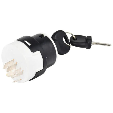 Heavy Duty Ignition Switch 09730212 With Dual 7 Pin Connectors For Linde Forklift Replacement Part key and connector close-up.