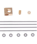 Compact Brass Worm Gearbox 90 Degree Right Angle Drive 12 To 1 Reduction 0.2 Module components including brass and steel rods.